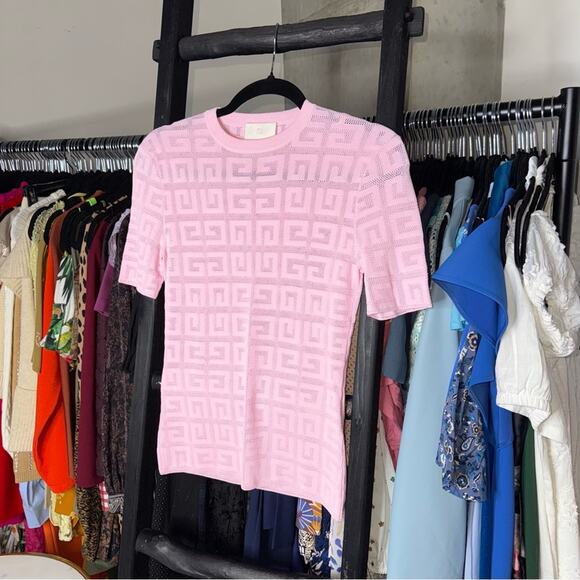 Givenchy XS 4G Monogram Lace Knit Top Legging Set in Light Pink - Picture 7 of 15